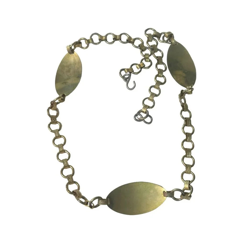 Vintage Gold Tone Chain Belt with Oval Disk.‎ 37”